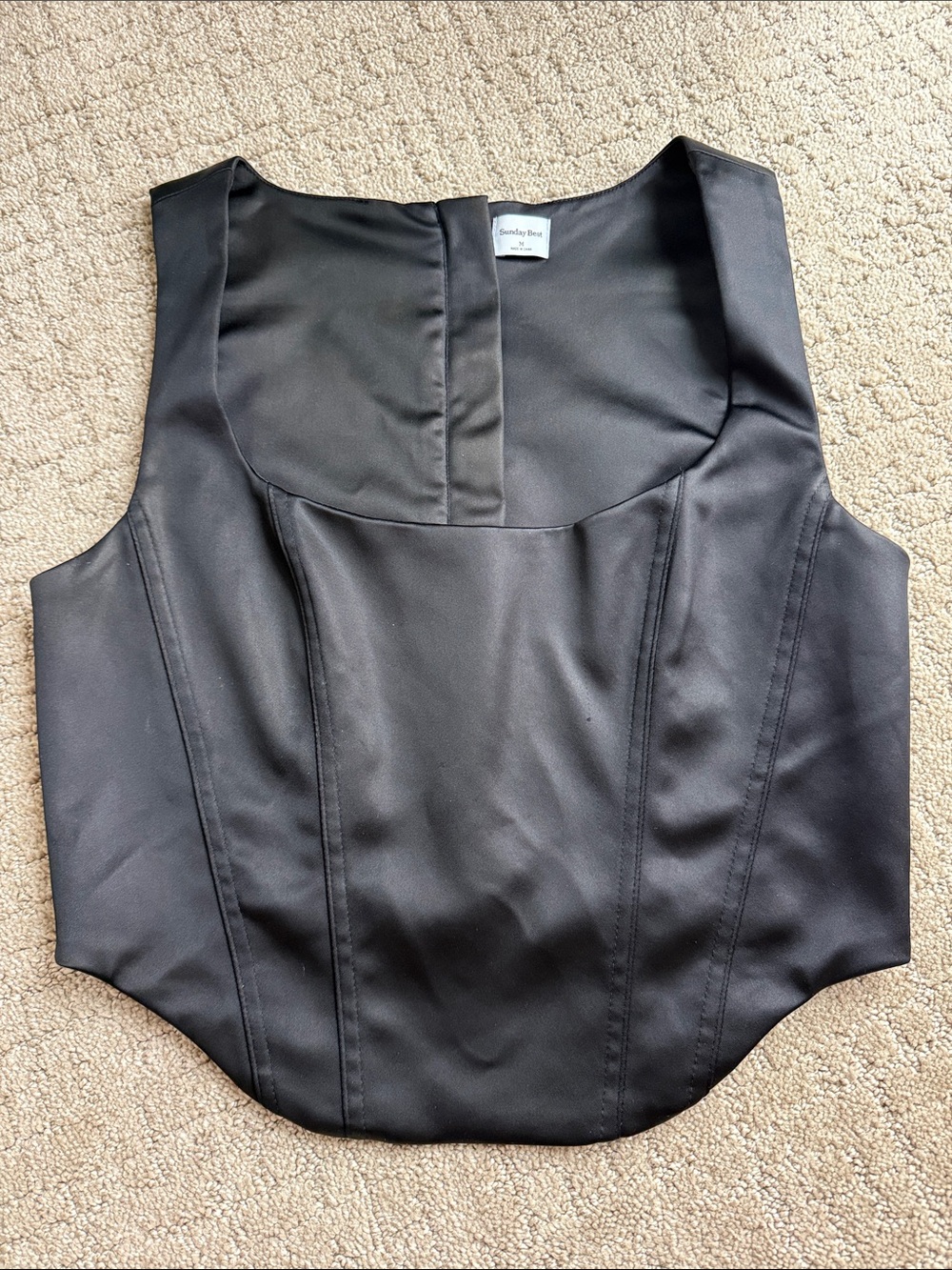 Sunday Best Aritzia Black Satin Corset-Style Top Medium